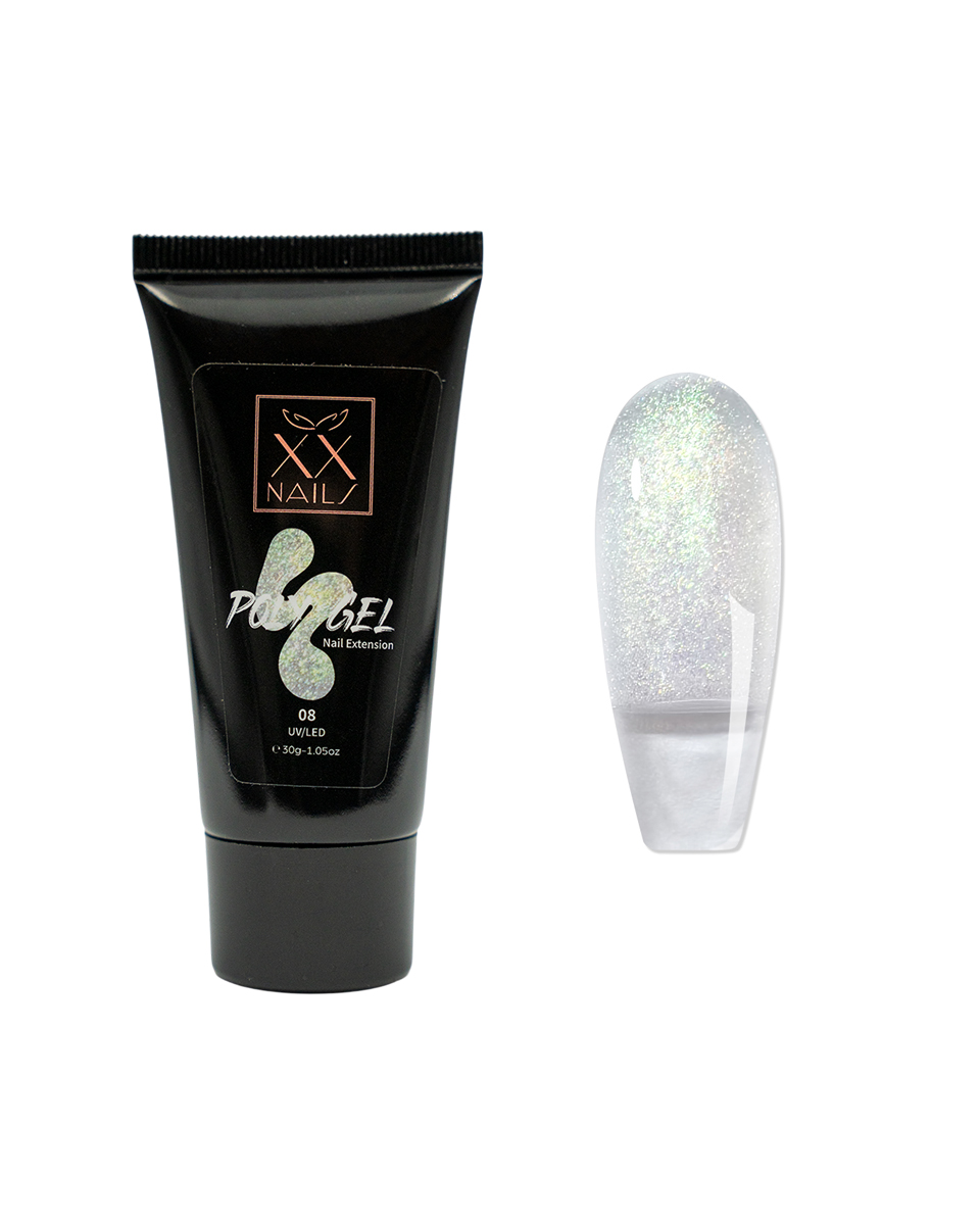 Poly gel 08 - Silver glitter - 30 g (1)